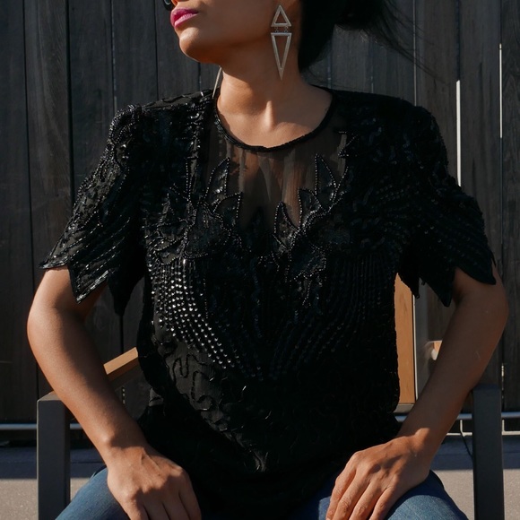 Denise Elle Tops - (SOLD) Vintage 80s Denise Elle Evening Top